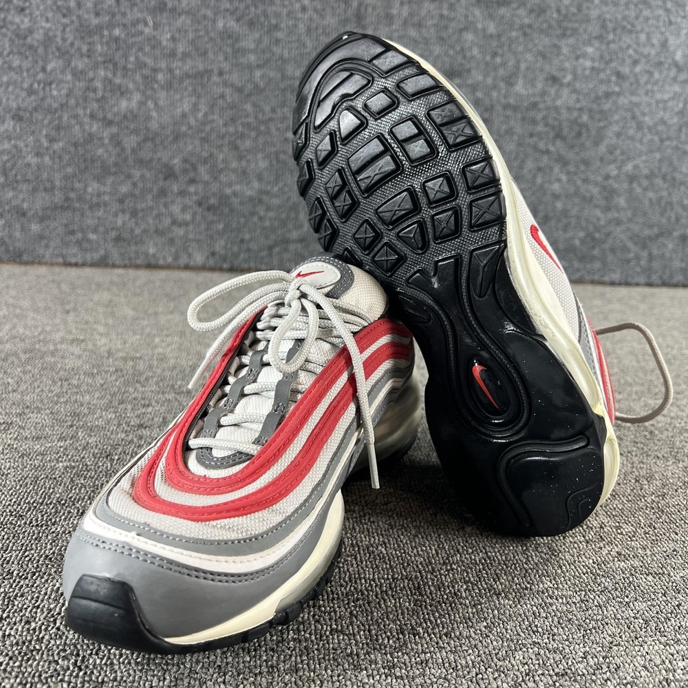 Nike Air Max 97 Shoes Youth 7Y Gray Red White Running Sneakers 921522 017